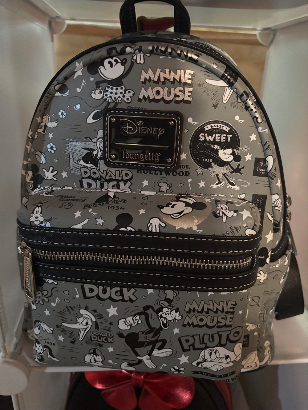 NWT Disney Loungefly 100th Black and White Mickey & Friends Mini Backpack